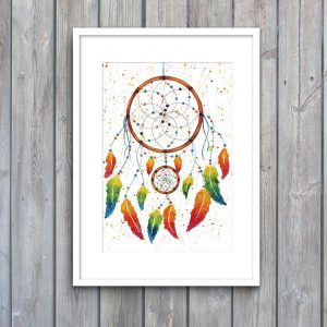 original watercolour dreamcatcher inspired by native americans